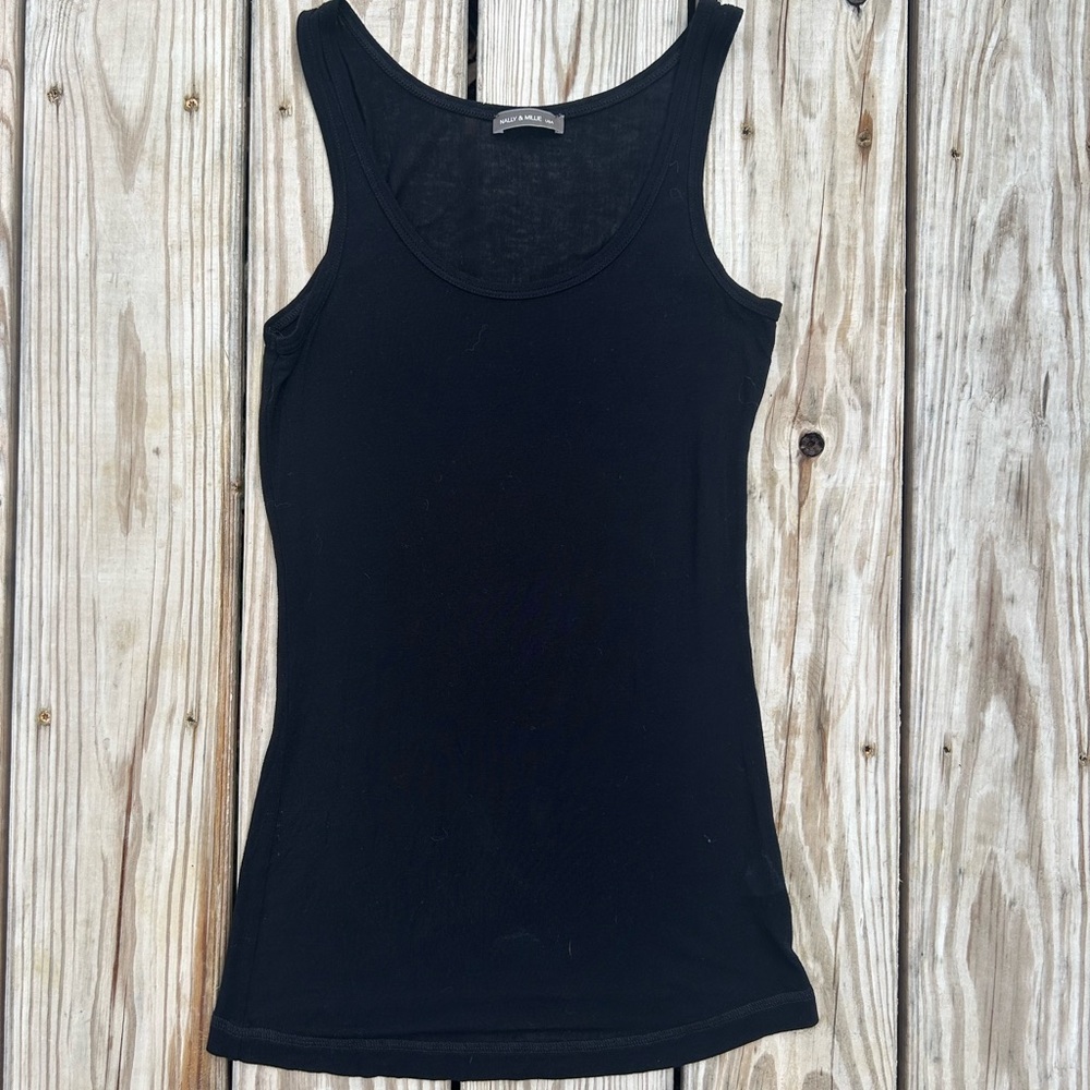 Nally & Millie Women Black Tank Top S/M‎ One Size Fits Most Grunge Classic 90’s